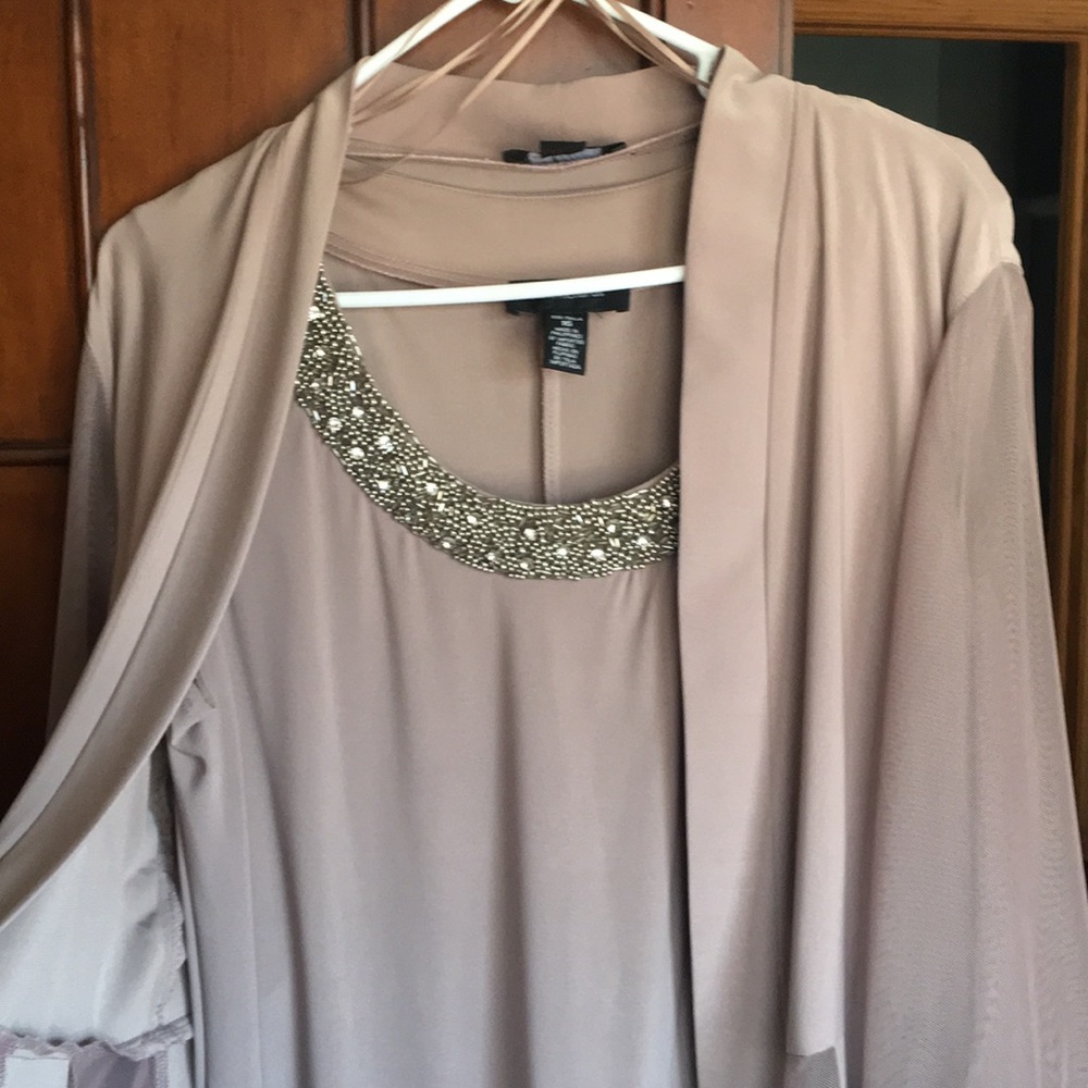 R&M Richards mother of the bride tank dress taupe